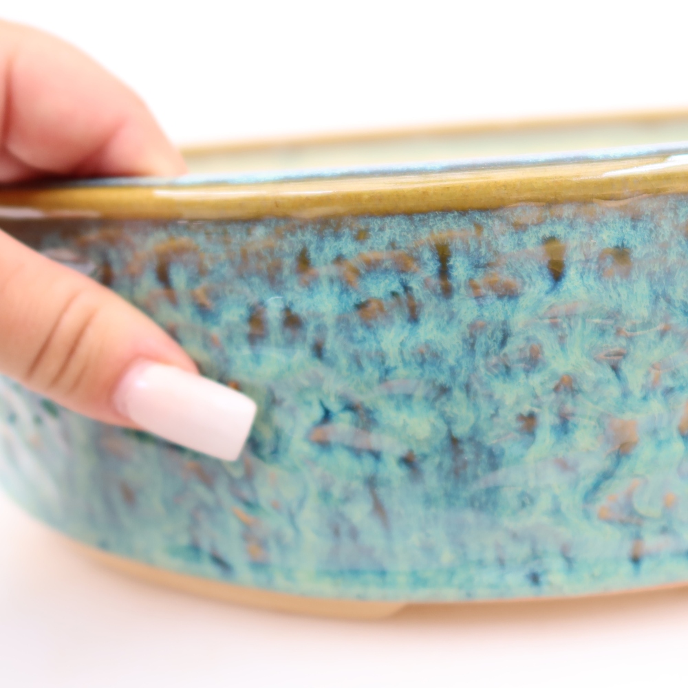 Vaso da bonsai in ceramica 31 x 31 x 8 cm, colore blu