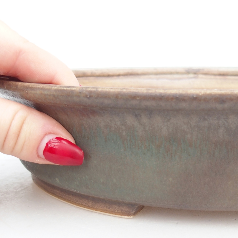 Ciotola per bonsai in ceramica 26,5 x 24 x 5,5 cm, verde