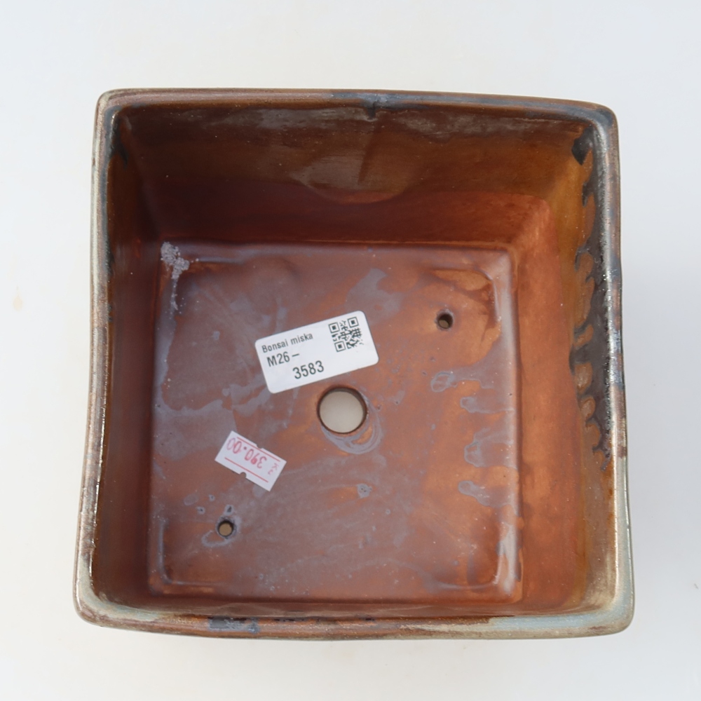 Vaso da bonsai in ceramica 15,5 x 15,5 x 11 cm, colore marrone