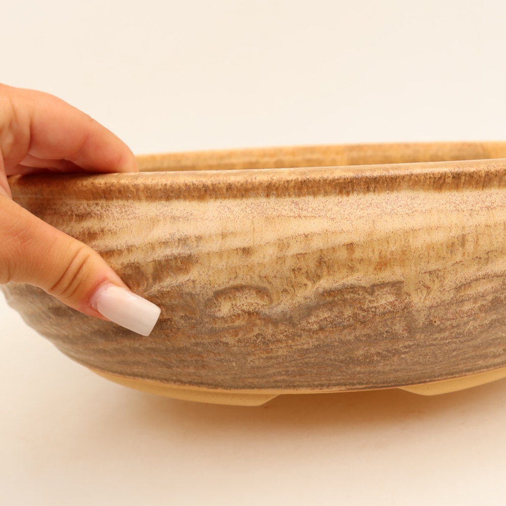 Vaso in ceramica per bonsai 32 x 32 x 9,5 cm, colore marrone