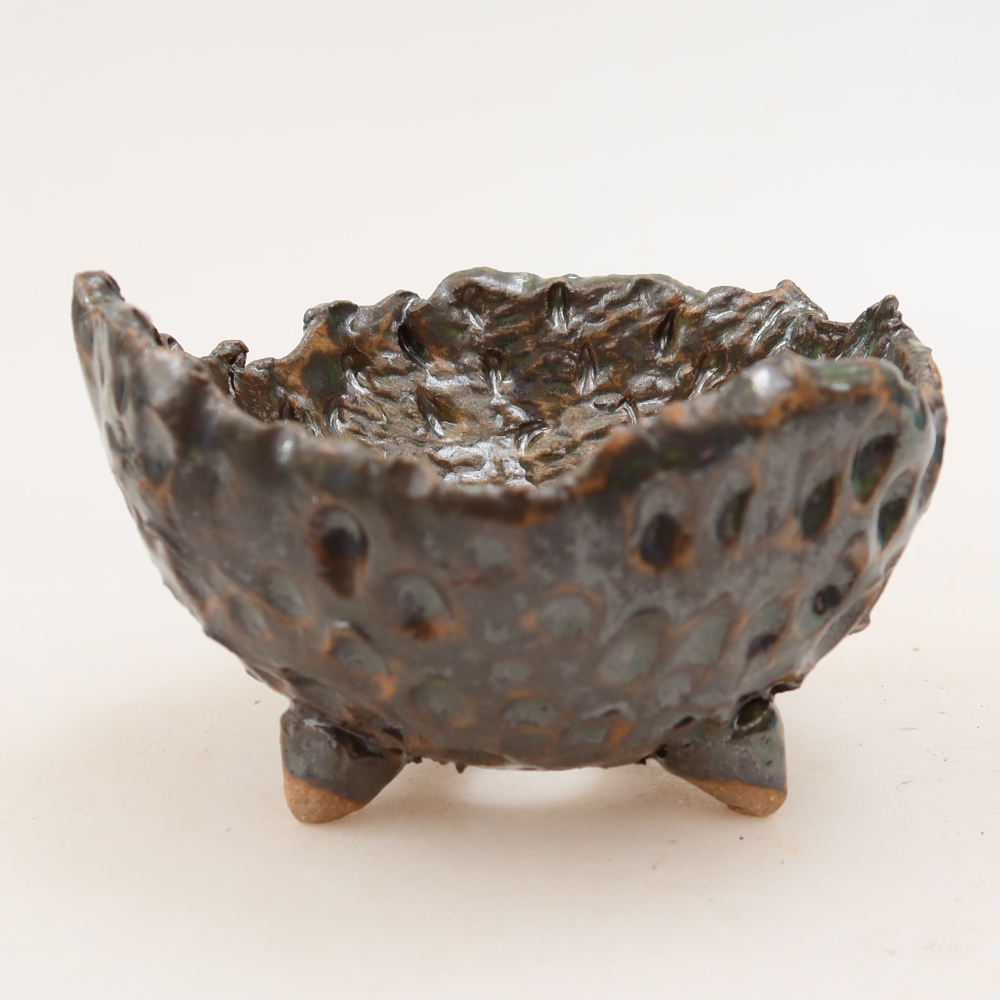 Guscio in ceramica  10 x 9,5 x 6 cm, colore verde-marrone