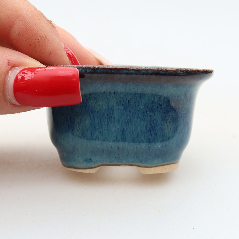 Vaso in ceramica per bonsai 6 x 5 x 3,5 cm, colore blu