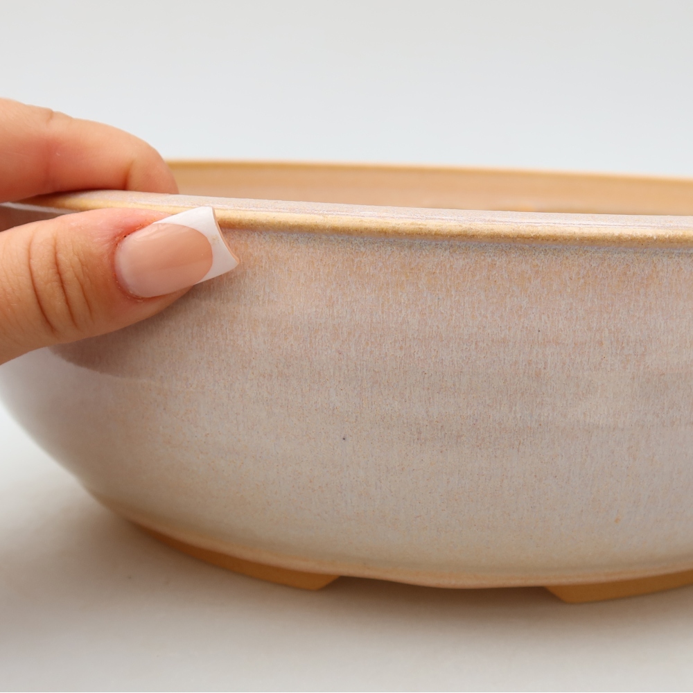 Vaso per bonsai in ceramica 26,5 x 26,5 x 8 cm, colore beige