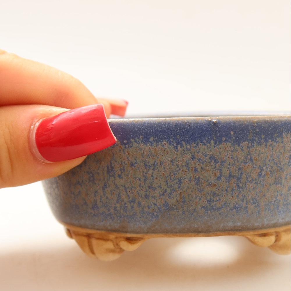 Vaso da bonsai in ceramica 9,5 x 8 x 4 cm, colore blu