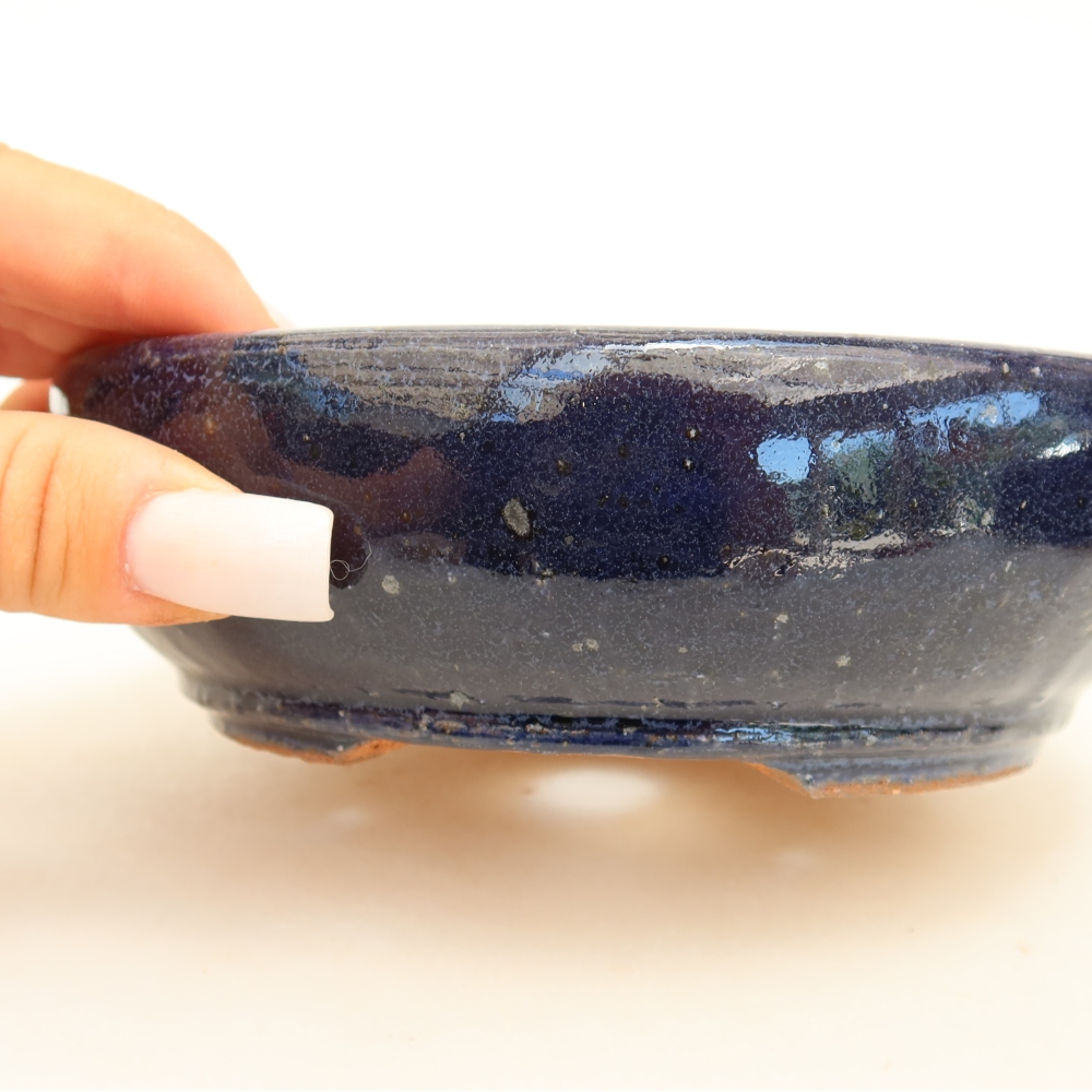 Vaso da bonsai in ceramica 14,5 x 14,5 x 4,5 cm, colore blu