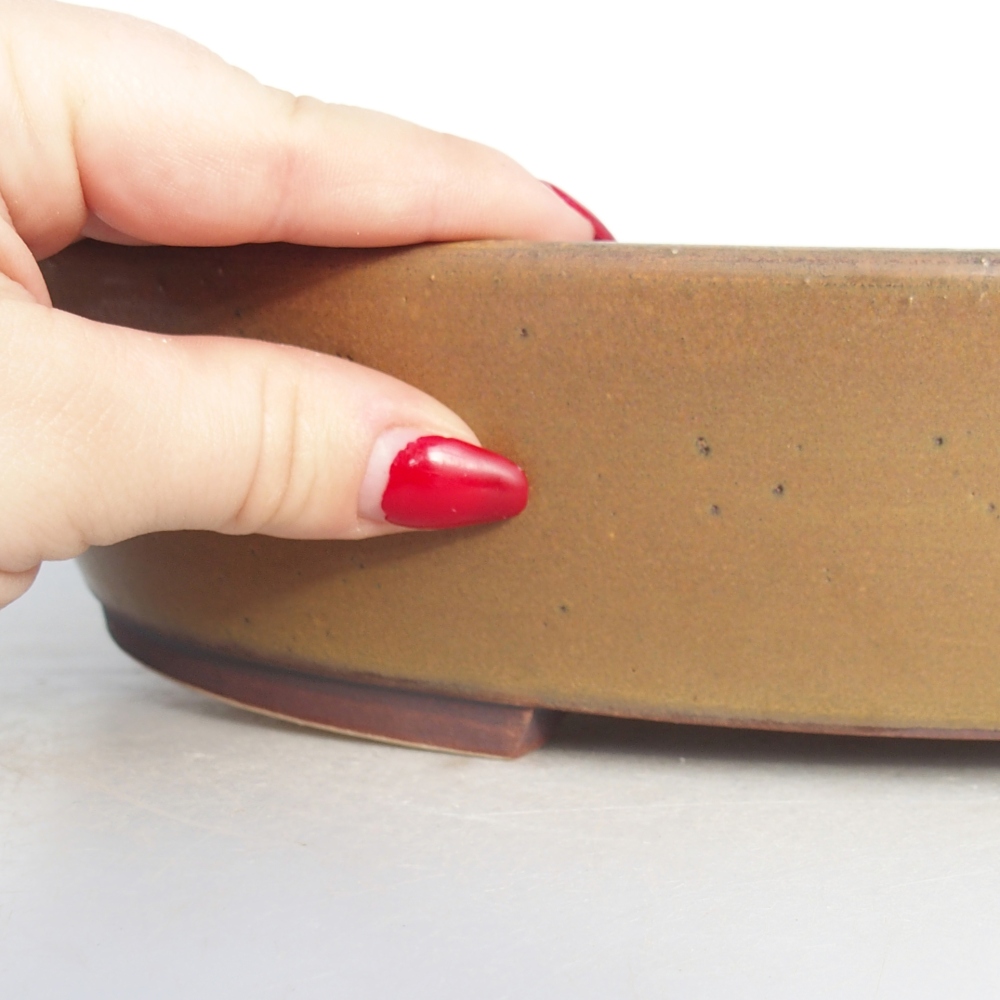 Ciotola per bonsai in ceramica 31,5 x 28,5 x 6,5 cm, marrone