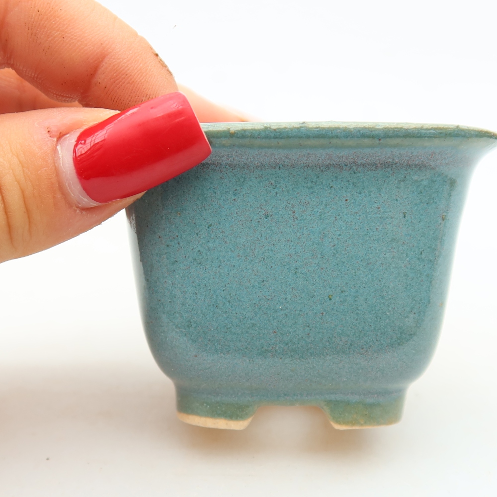 Ciotola bonsai in ceramica 6,5 x 6,5 x 5 cm, colore blu