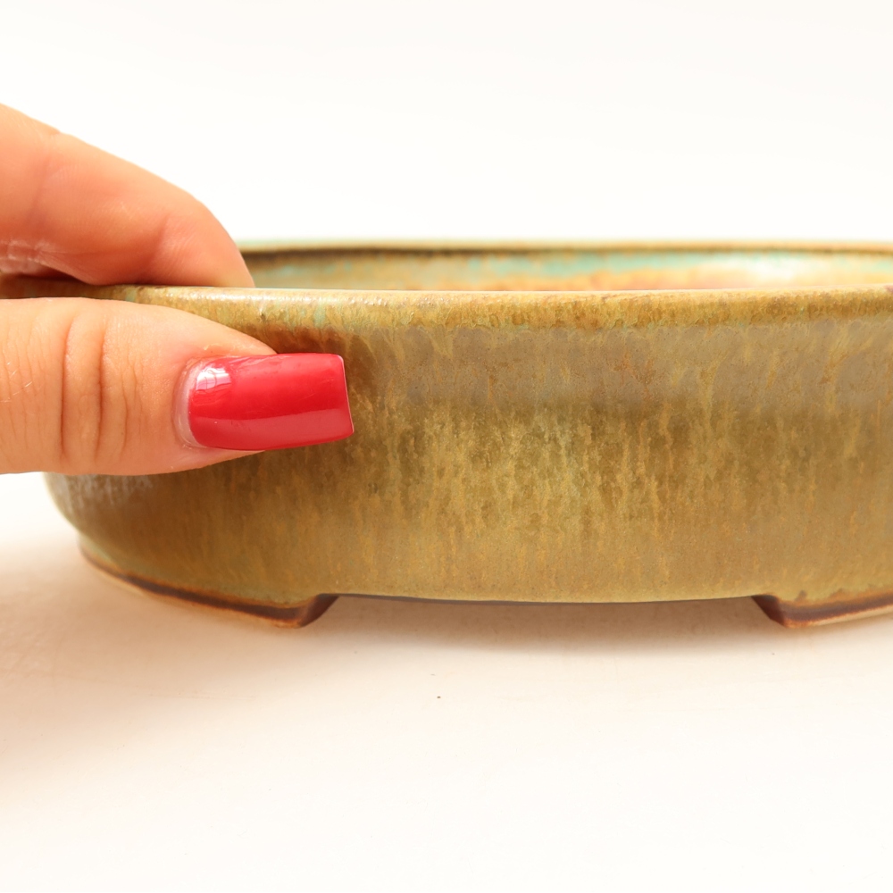 Ciotola per bonsai in ceramica 17,5 x 16 x 4,5 cm, verde