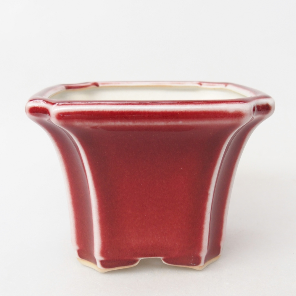 Ciotola per bonsai in ceramica 10 x 10 x 7 cm, colore rosso