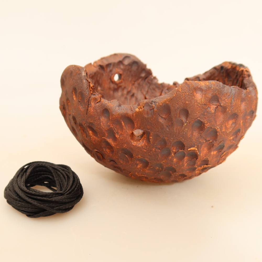 Contenitore in ceramica per Kokedama 10 x 10 x 6,5 cm, colore marrone