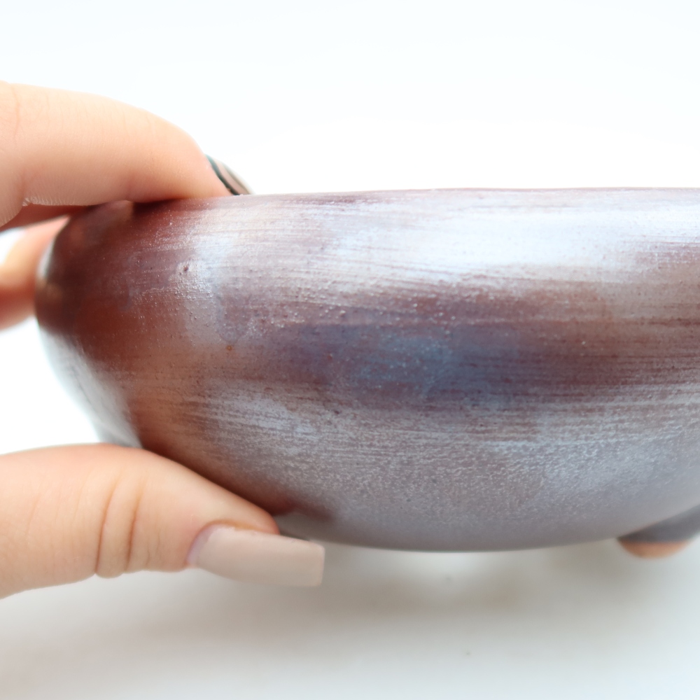 Vaso da bonsai in ceramica 15 x 15 x 6,5 cm, colore metallizzato