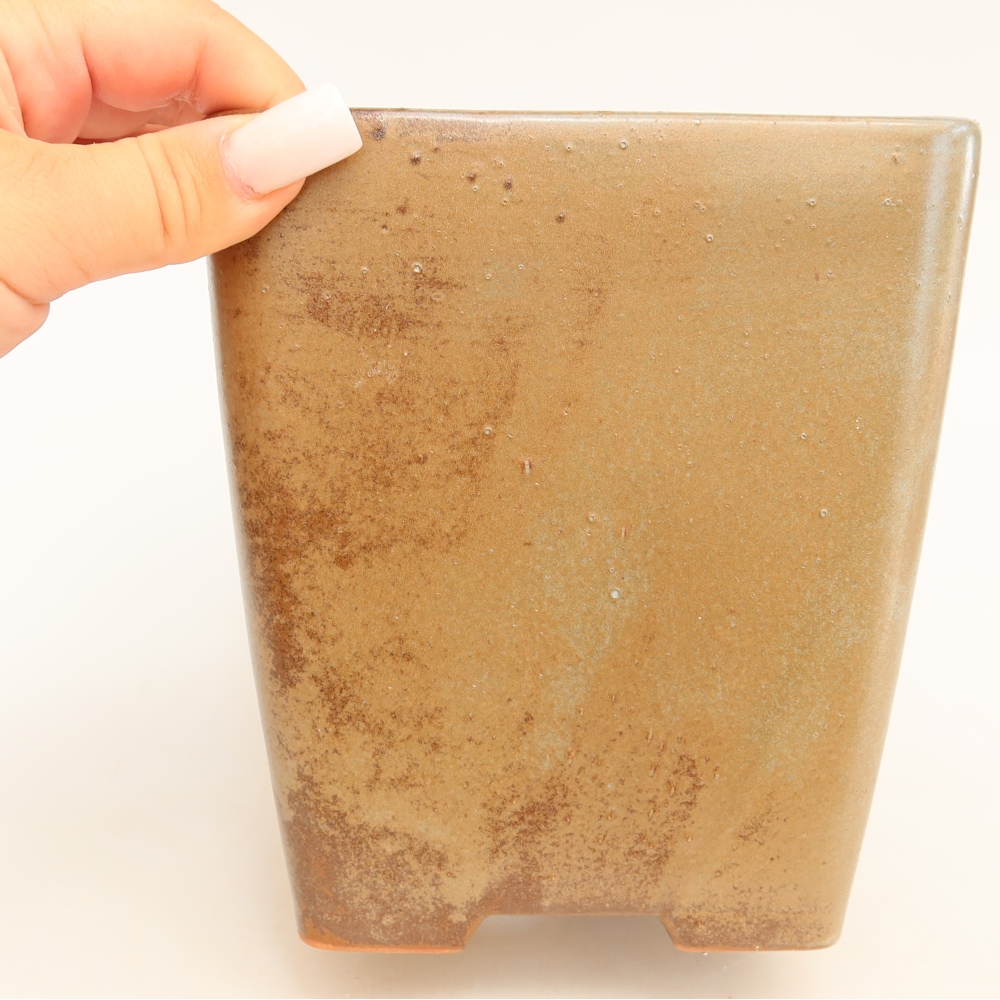 Ciotola per bonsai in ceramica 14 x 14 x 15 cm, marrone
