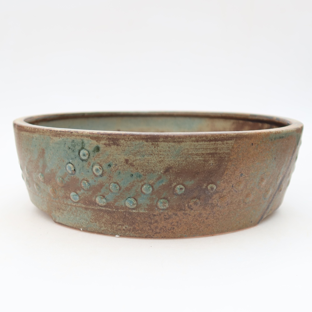 Vaso da bonsai in ceramica 24 x 24 x 7 cm, colore verde-marrone