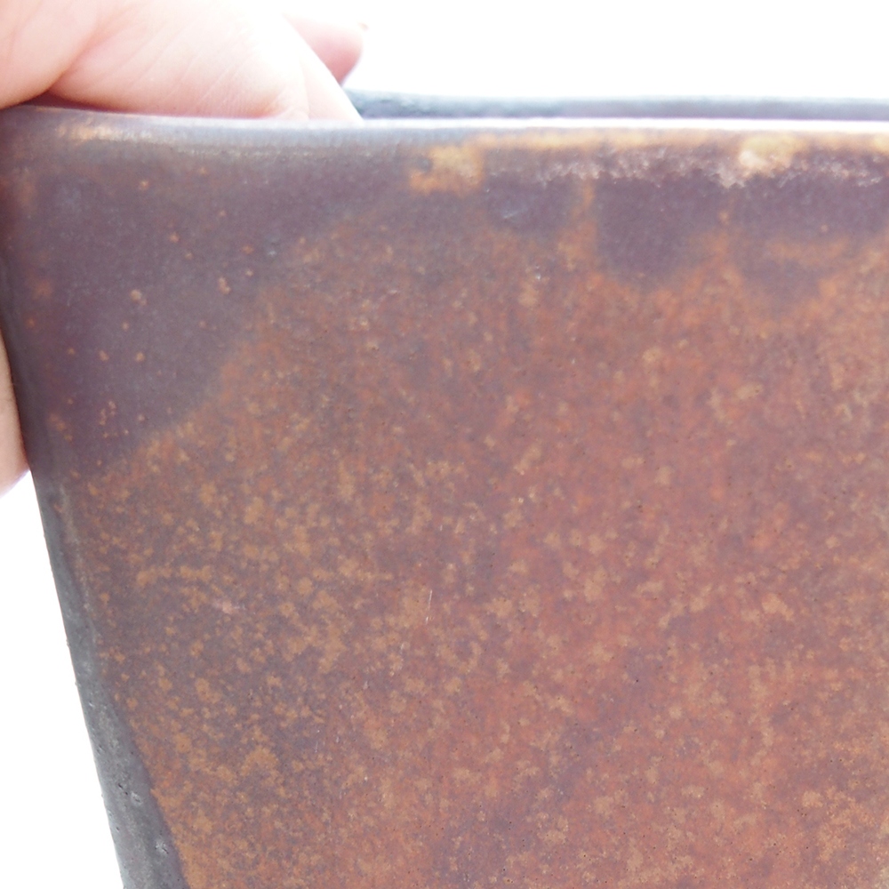 Ciotola per bonsai in ceramica 15 x 15 x 19 cm, colore marrone-verde