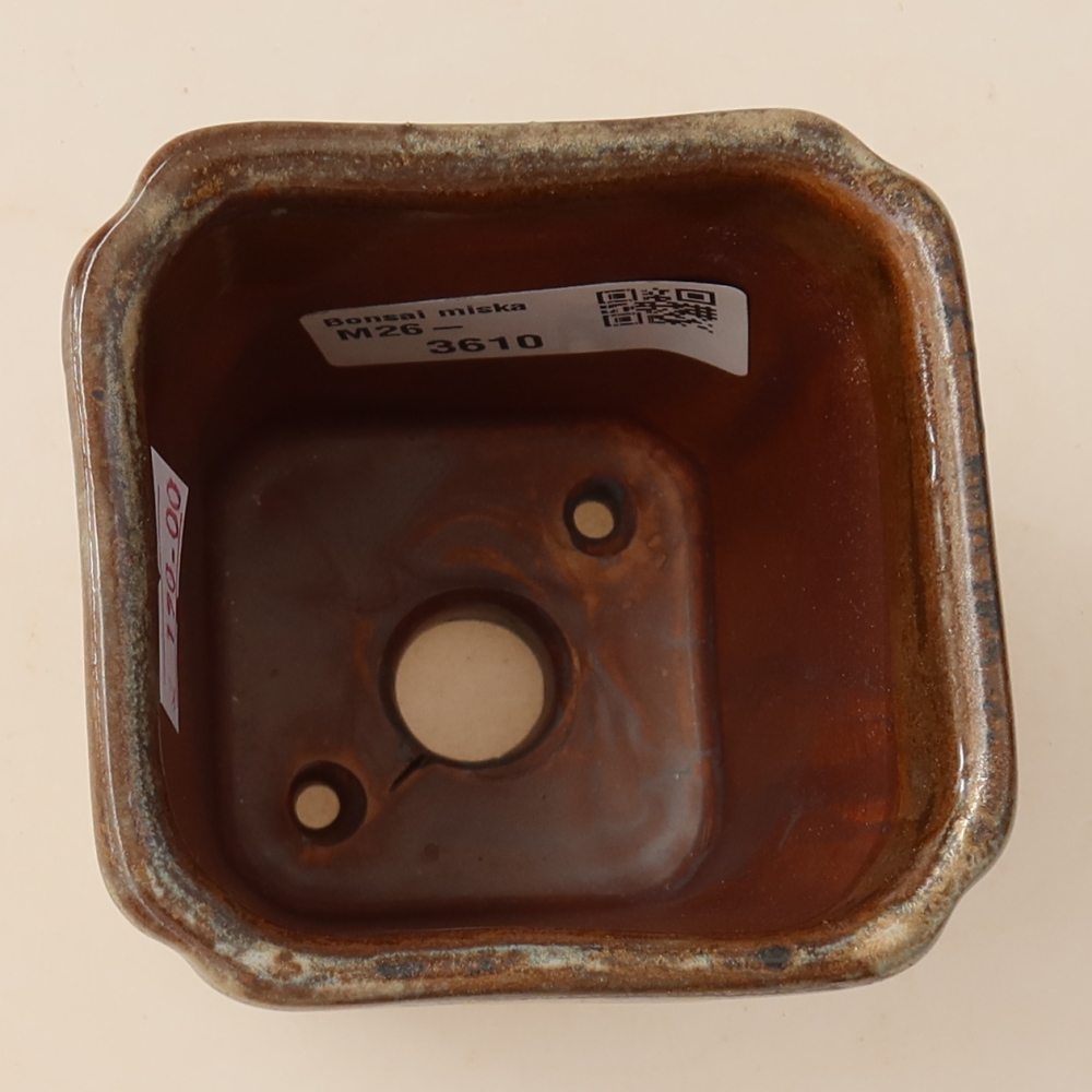 Vaso in ceramica per bonsai 7 x 7 x 8,5 cm, colore marrone