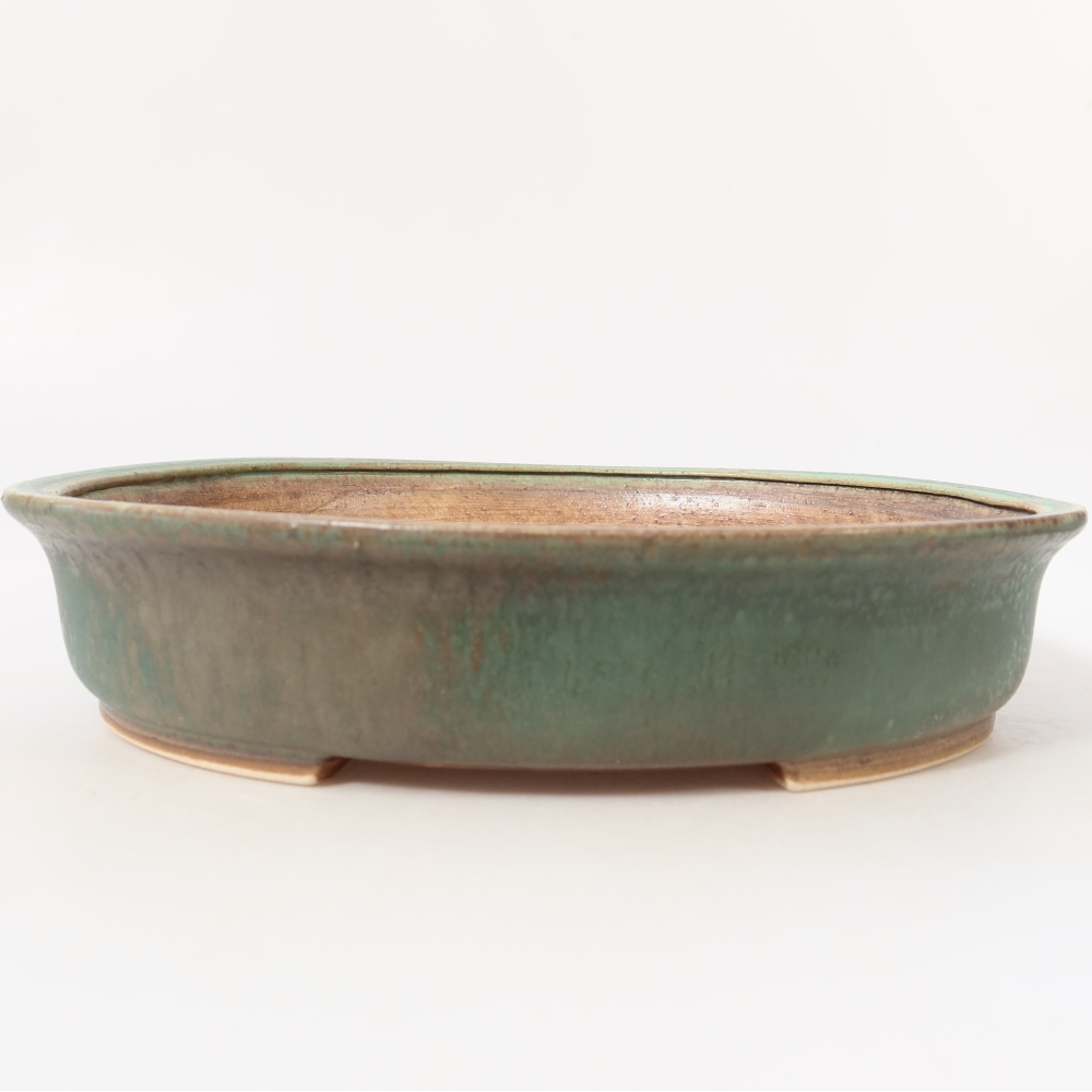 Ciotola per bonsai in ceramica 26,5 x 23,5 x 5,5 cm, verde