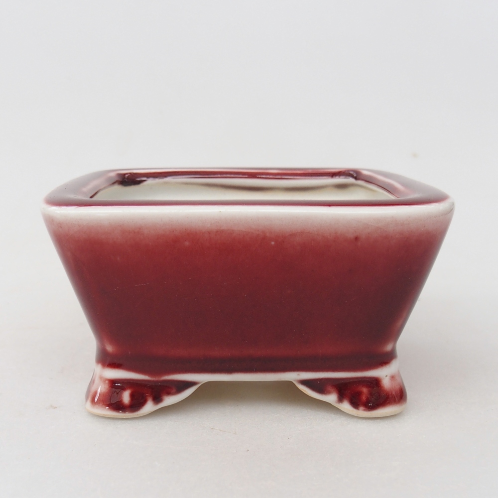 Ciotola per bonsai in ceramica 9,5 x 9,5 x 5 cm, colore rosso