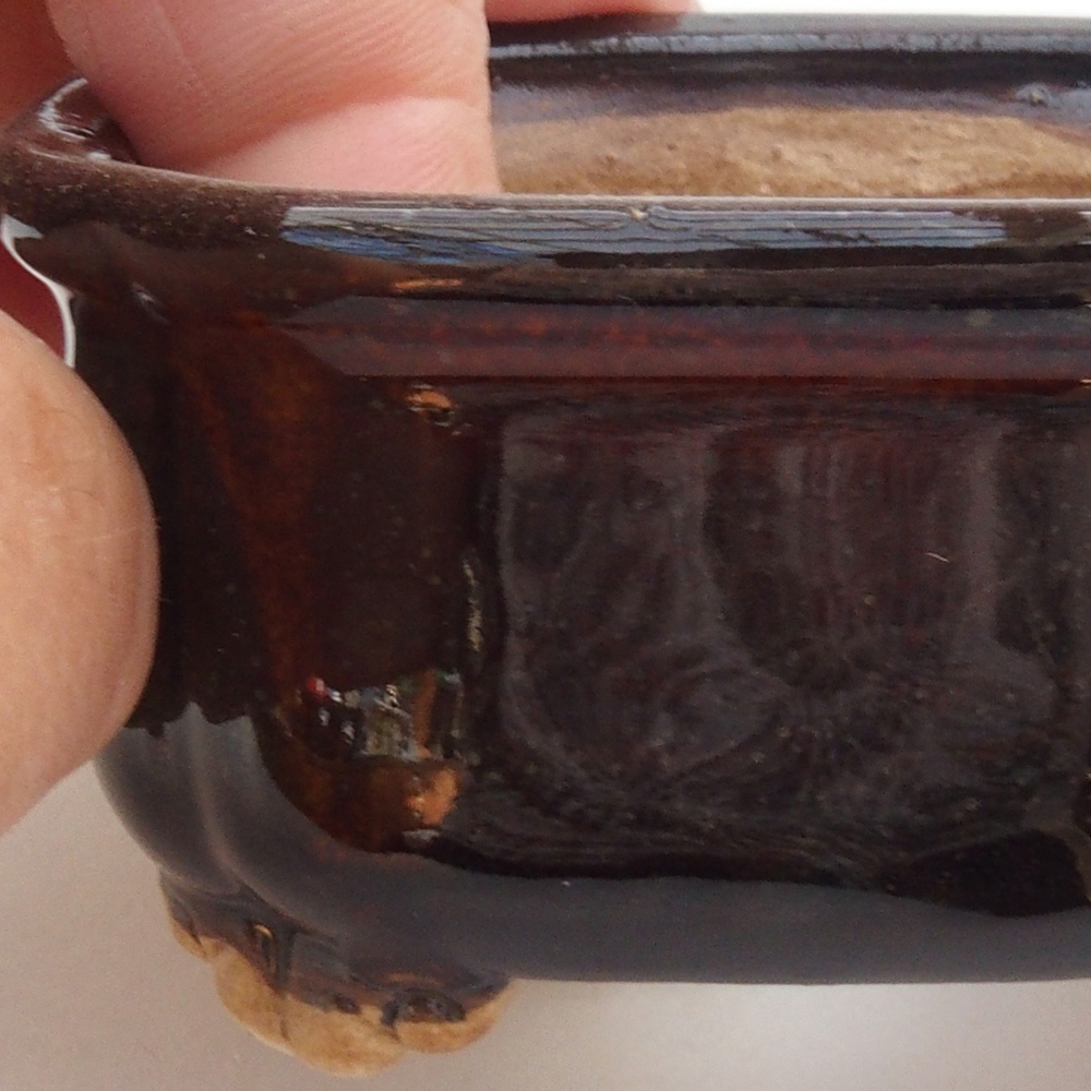Ciotola per bonsai in ceramica 10 x 8,5 x 4 cm, marrone