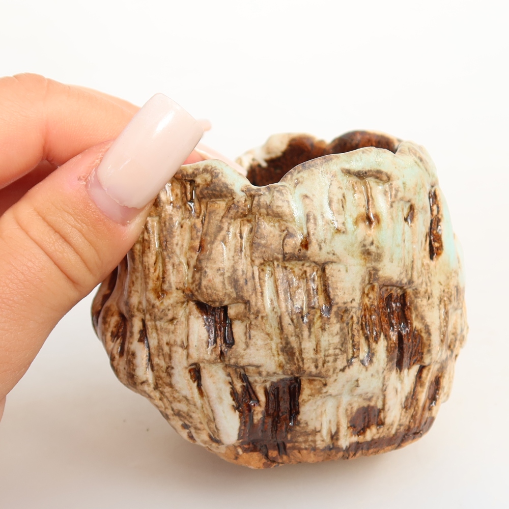 Guscio in ceramica  7 x 7 x 6,5 cm, colore bianco-marrone