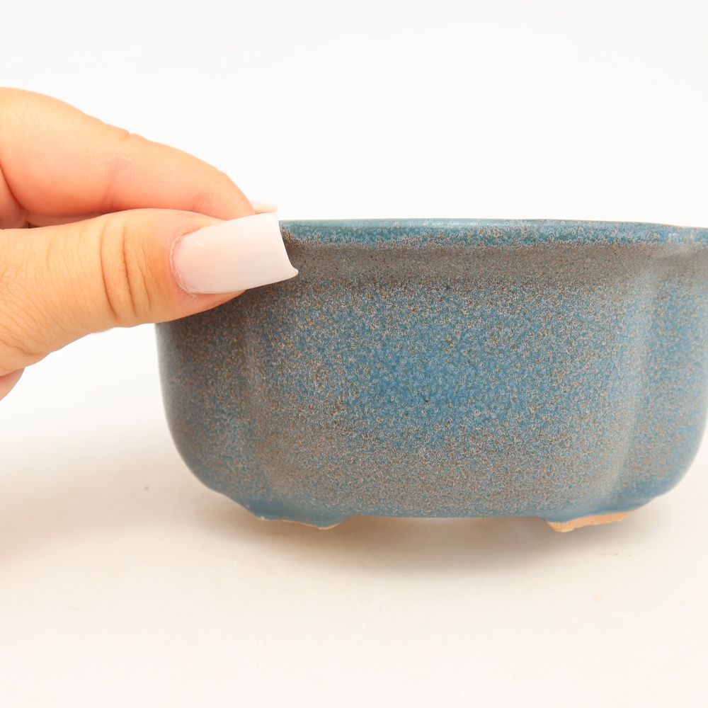 Vaso da bonsai in ceramica 13,5 x 11 x 6 cm, colore blu