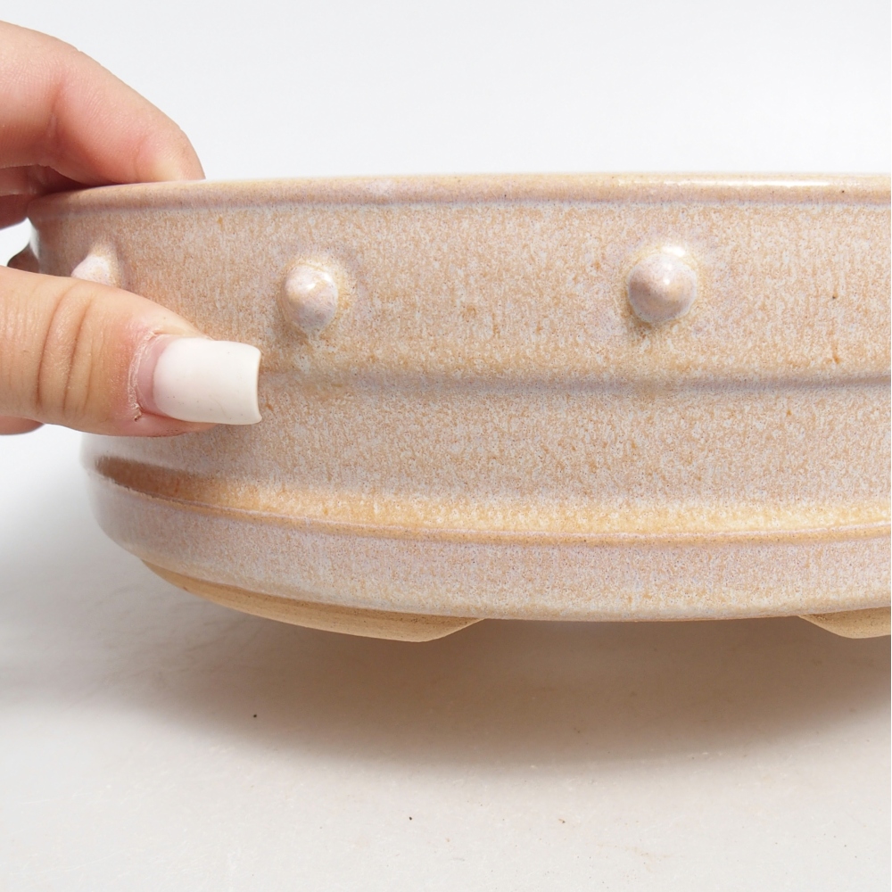 Ciotola bonsai in ceramica 22 x 22 x 6,5 cm, colore beige