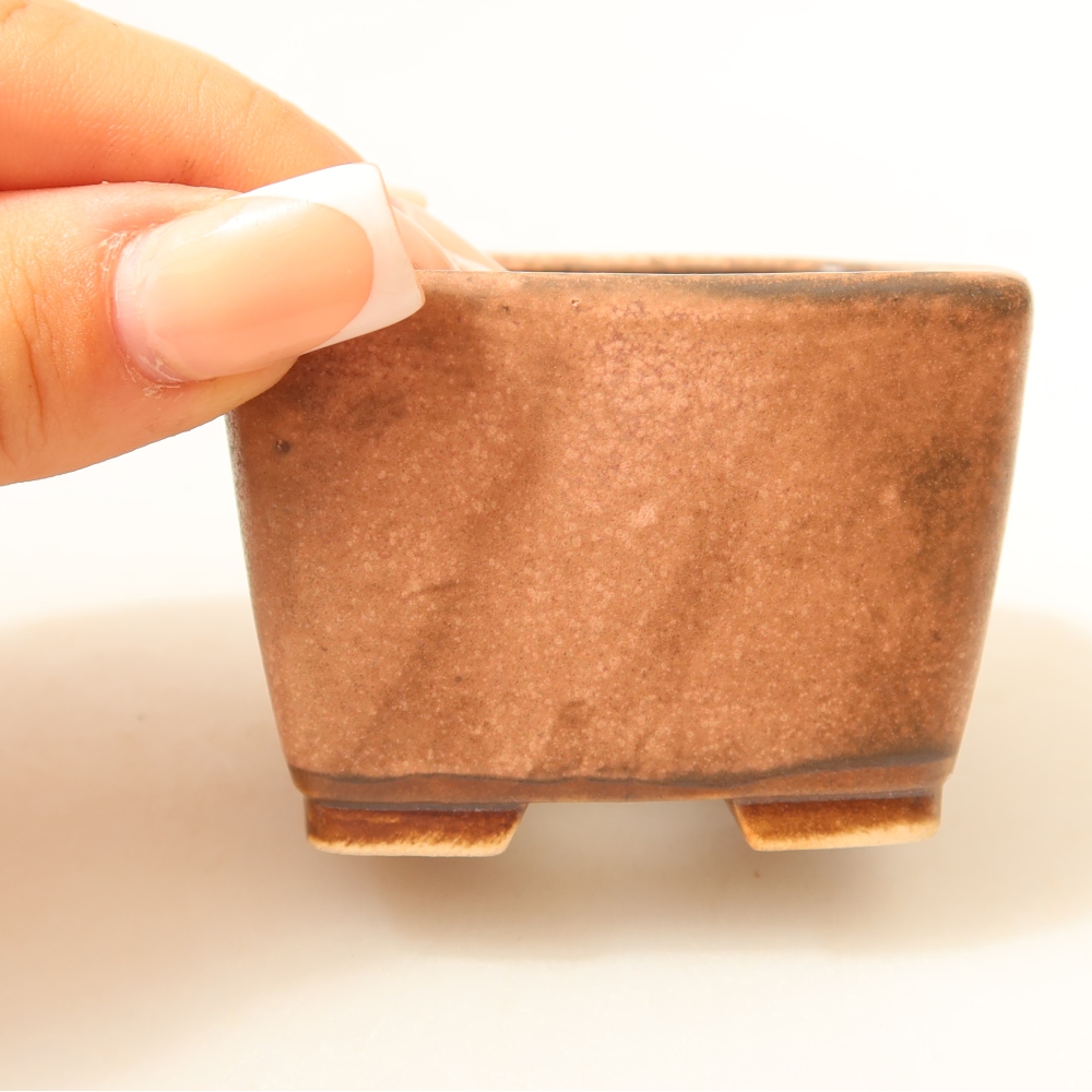 Vaso da bonsai in ceramica 6,5 x 6,5 x 4,5 cm, colore rosa