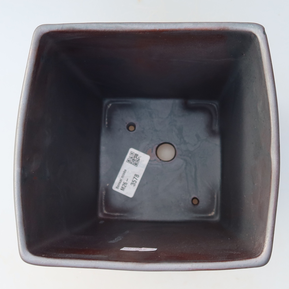 Ciotola bonsai in ceramica 15 x 15 x 19,5 cm, colore metallo