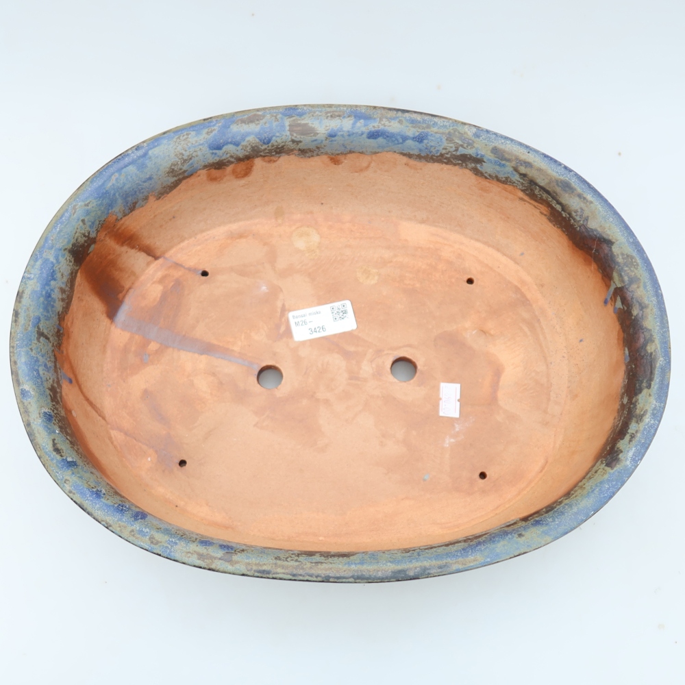 Vaso per bonsai in ceramica 36 x 28 x 8,5 cm, colore marrone-blu