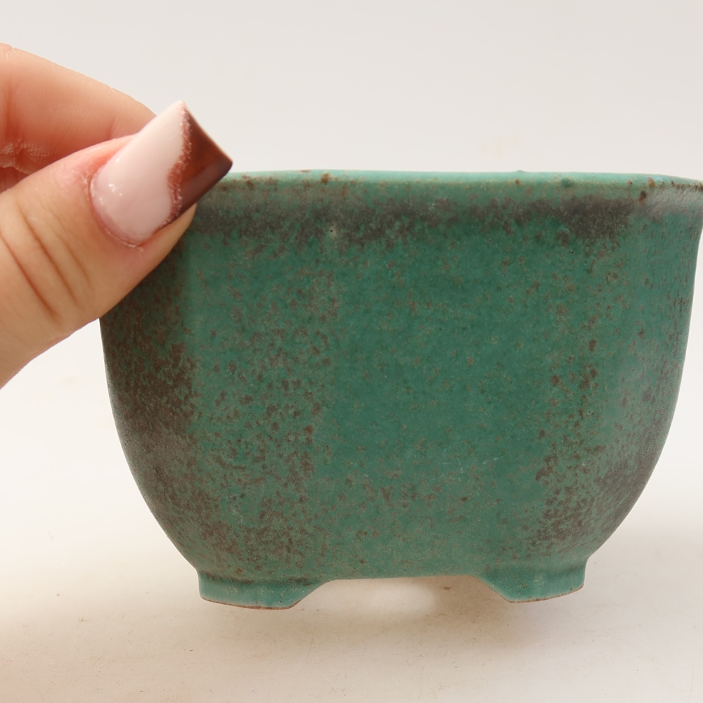 Vaso da bonsai in ceramica 10 x 10 x 6,5 cm, colore verde