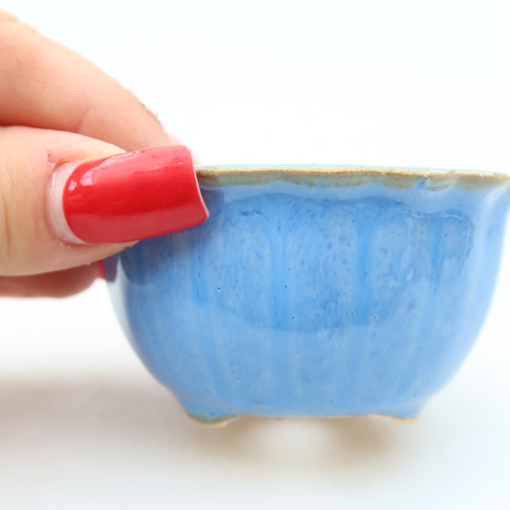 Vaso in ceramica per bonsai 7 x 7 x 4 cm, colore blu