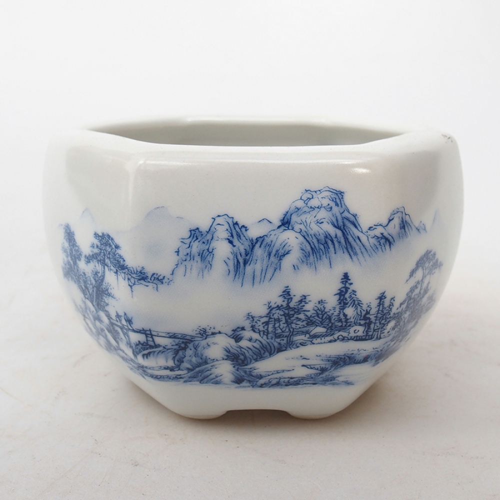 Ciotola per bonsai in ceramica 10 x 9 x 6 cm, colore bianco