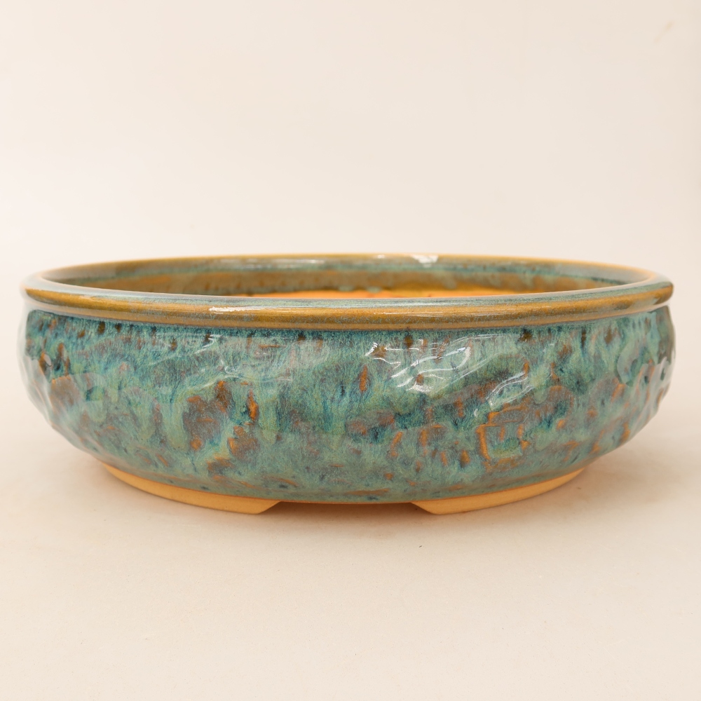 Vaso da bonsai in ceramica 25 x 25 x 7 cm, colore verde