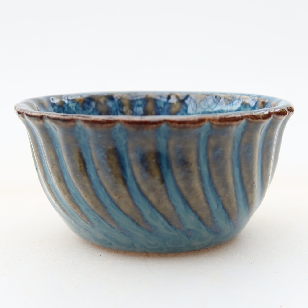 Vaso da bonsai in ceramica 5,5 x 5,5 x 3 cm, colore blu