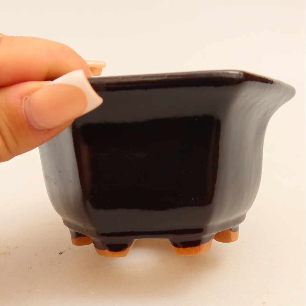Vaso da bonsai in ceramica 10,5 x 9,5 x 5,5 cm, colore nero