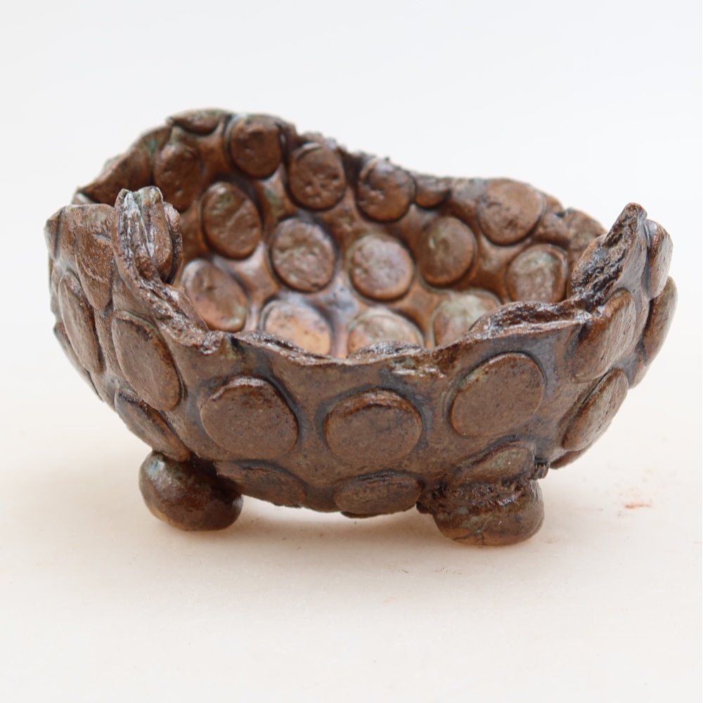 Guscio in ceramica  8,5 x 8,5 x 6 cm, colore verde-marrone