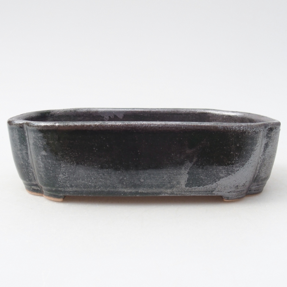Ciotola bonsai in ceramica 16 x 11,5 x 4 cm, verde metallizzato