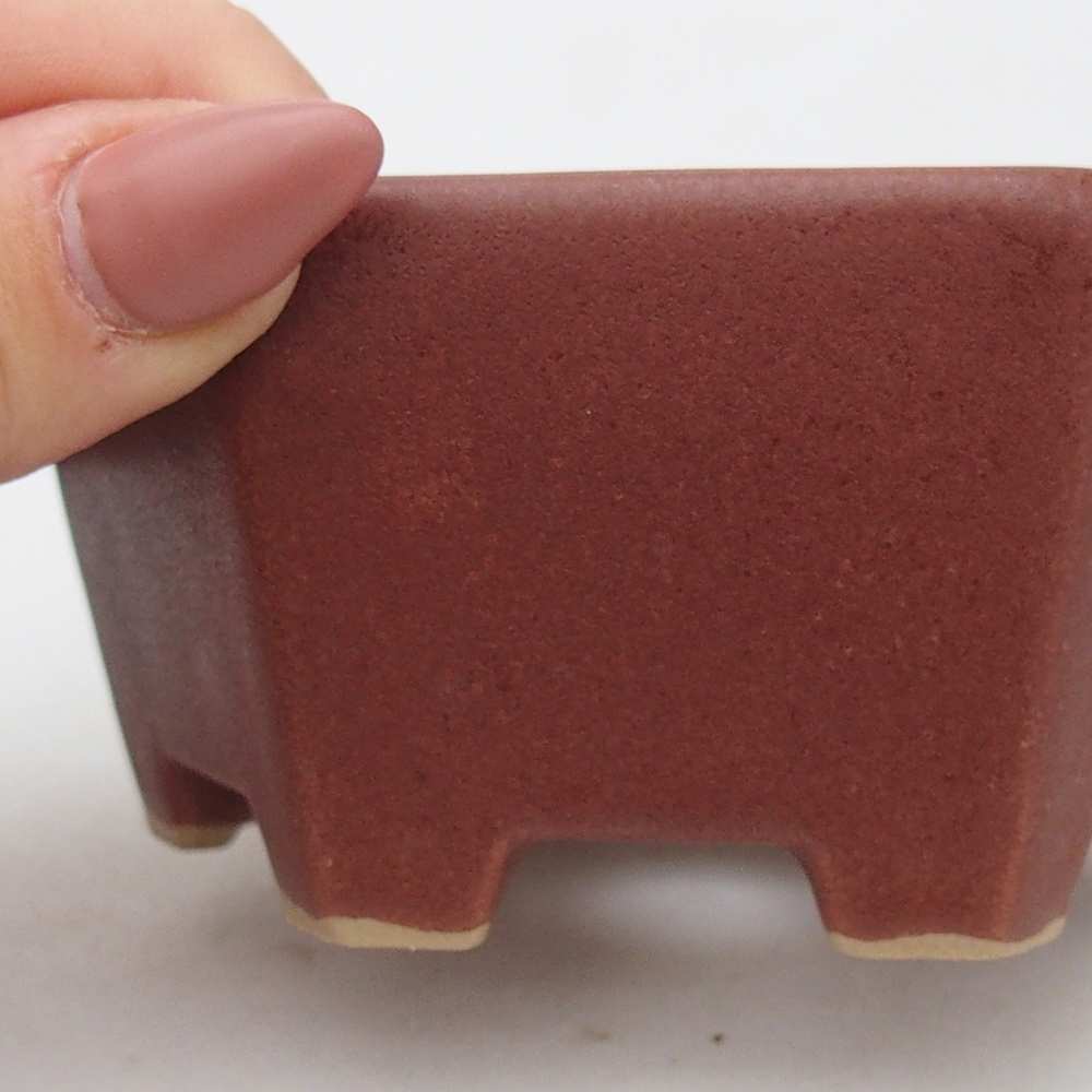 Ciotola bonsai in ceramica 10,5 x 9,5 x 5 cm, colore bordeaux