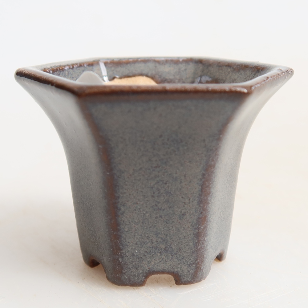 Vaso da bonsai in ceramica 4,5 x 4 x 3,5 cm, colore grigio