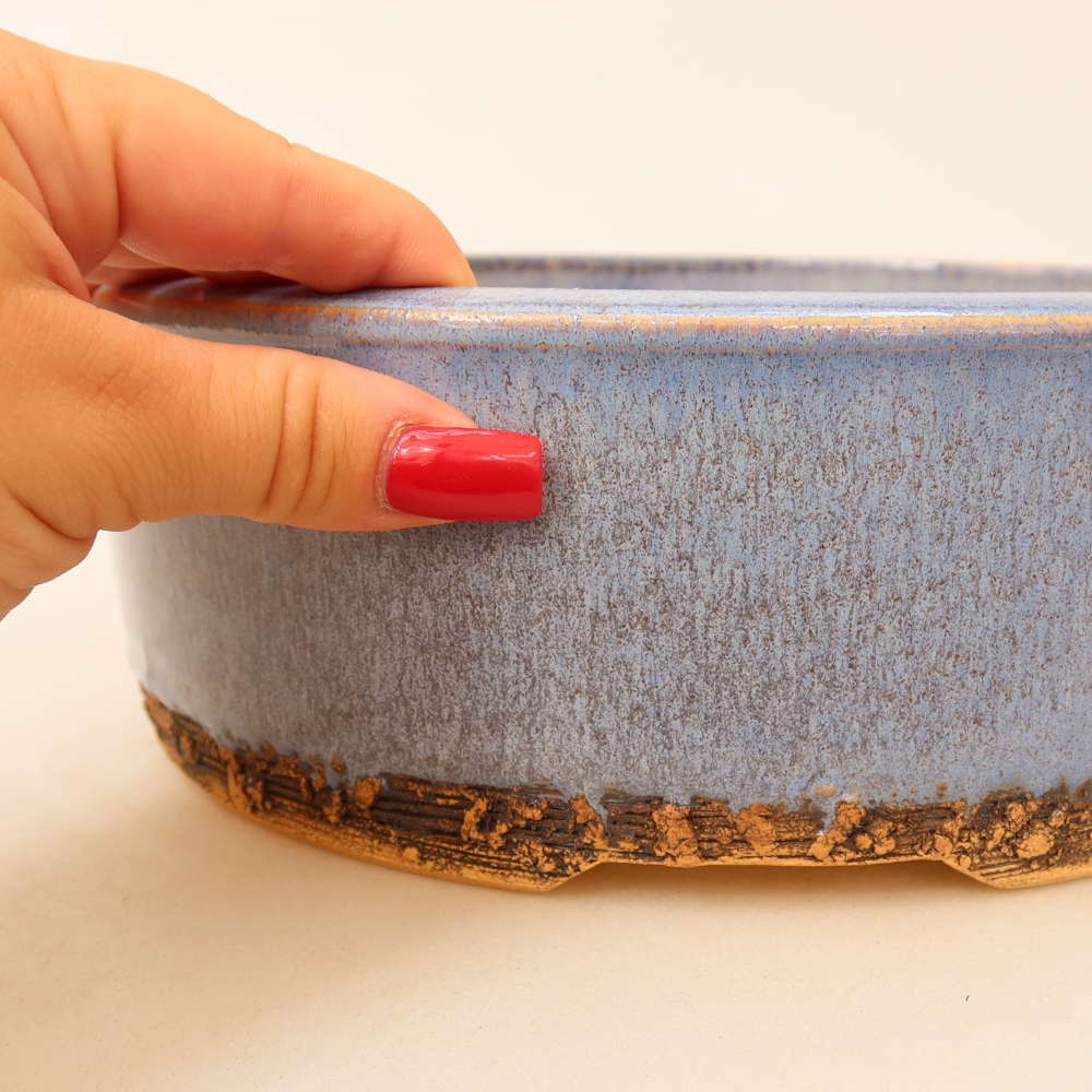 Vaso da bonsai in ceramica 23,5 x 23,5 x 8 cm, colore blu