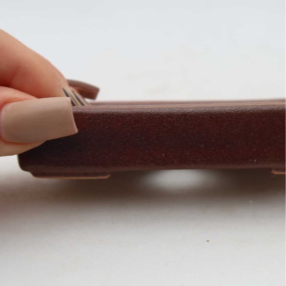 Vaso da bonsai in ceramica 10 x 7 x 2 cm, colore bordeaux