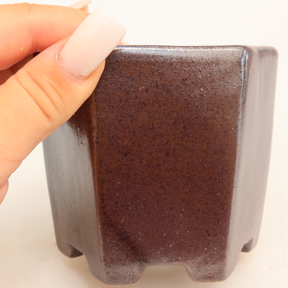 Vaso in ceramica per bonsai 9 x 8 x 8 cm, colore marrone