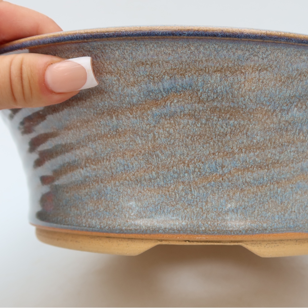 Vaso da bonsai in ceramica 25,5 x 25,5 x 8,5 cm, colore blu