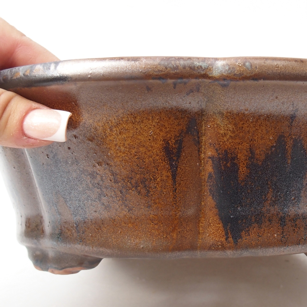 Ciotola per bonsai in ceramica 26 x 26 x 8,5 cm, marrone