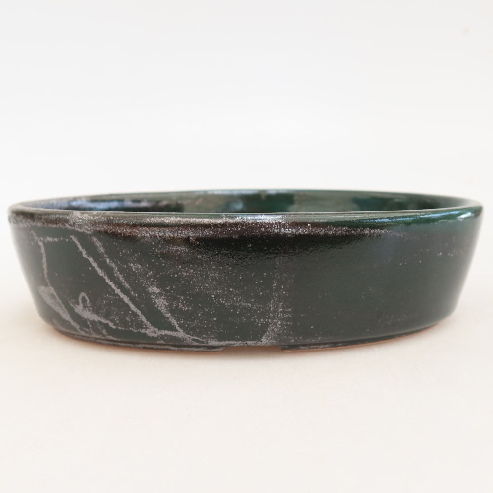 Ciotola per bonsai in ceramica 16,5 x 11,5 x 4,5 cm, verde