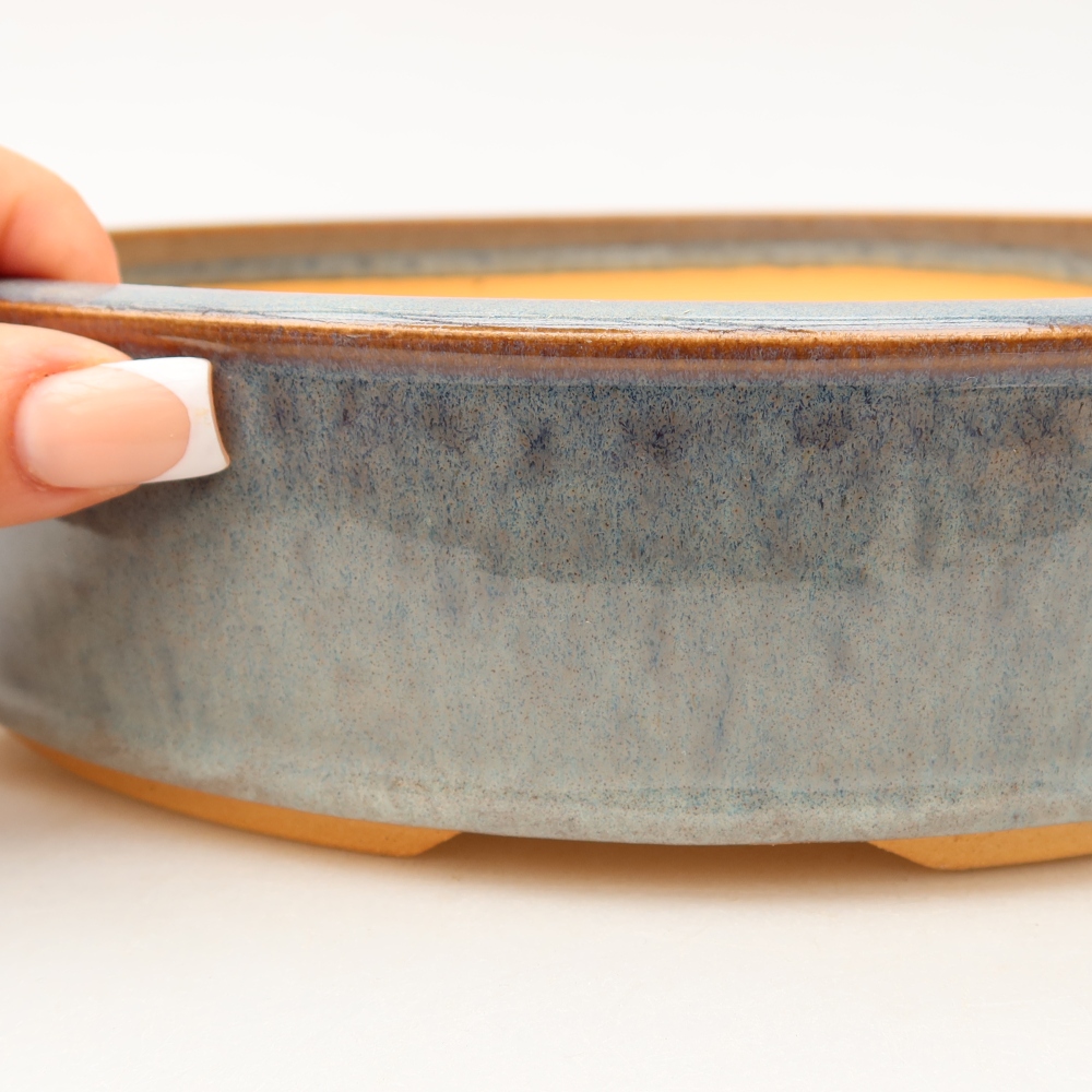 Vaso per bonsai in ceramica 26 x 26 x 6 cm, colore grigio