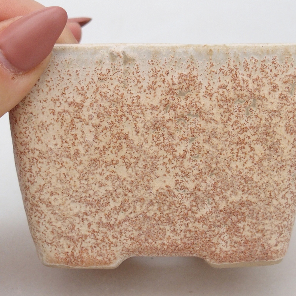 Ciotola per bonsai in ceramica 8,5 x 8,5 x 6 cm, colore beige