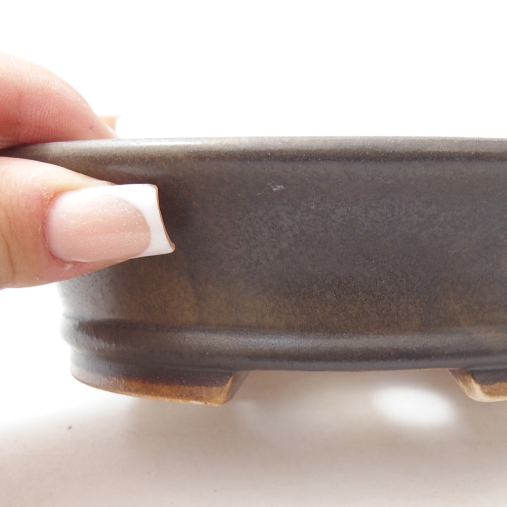 Ciotola per bonsai in ceramica 14 x 12,5 x 4 cm, marrone