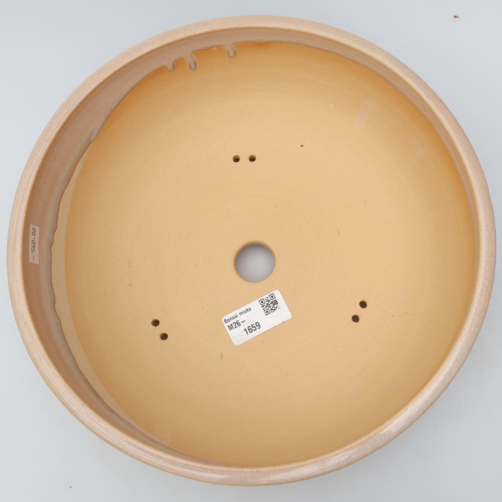 Vaso per bonsai in ceramica 26,5 x 26,5 x 8 cm, colore beige