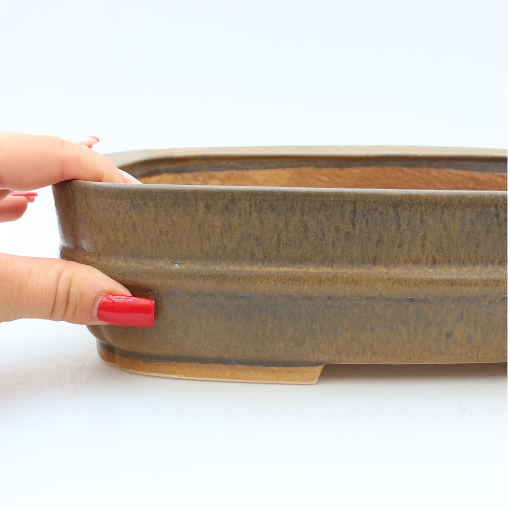 Vaso da bonsai in ceramica 29,5 x 24,5 x 7 cm, colore marrone