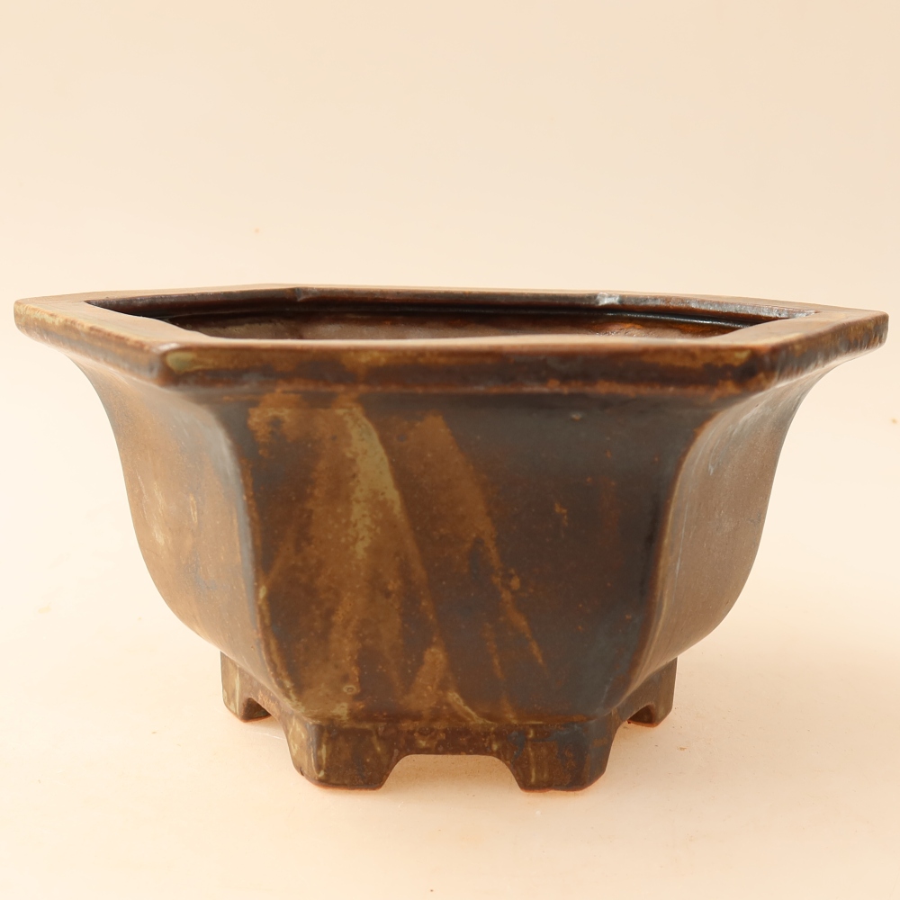 Ciotola per bonsai in ceramica 18,5 x 16,5 x 9 cm, marrone